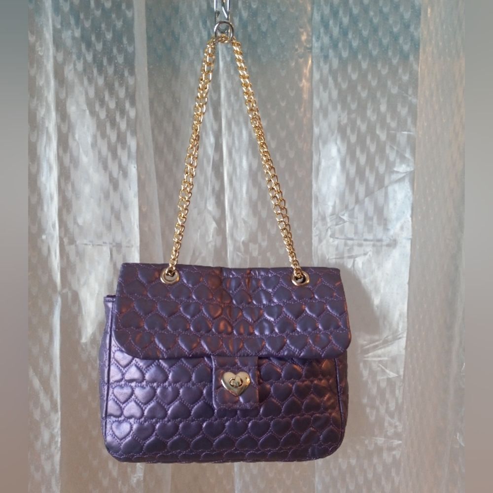 Unbranded  Purse Purple/Heart Quilted Satchel